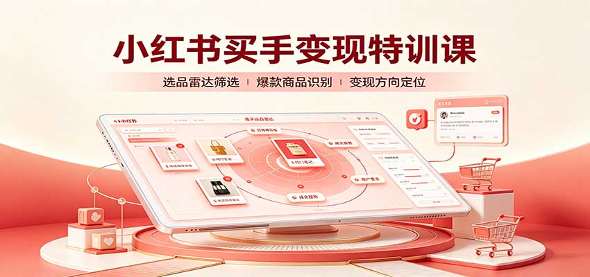 小红书买手变现特训课：账号定位养号起号，选品挂车，笔记标题封面全套教学采购|汽车产业|汽车配件|机加工企业家交流社群中心