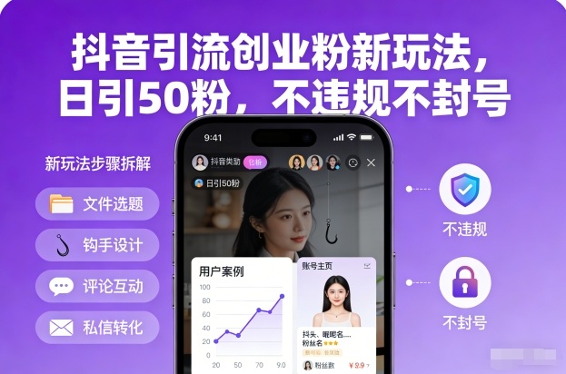 抖音引流创业粉新玩法，日引50粉，不违规不封号采购|汽车产业|汽车配件|机加工蚂蚁智酷企业交流社群中心