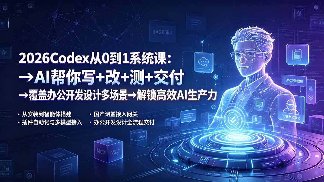 2026Codex从0到1系统课:→AI帮你写+改+测+交付→覆盖办公开发设计多场景→解锁高效AI生产力采购|汽车产业|汽车配件|机加工企业家交流社群中心
