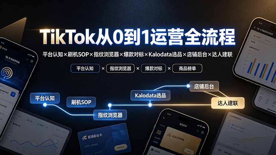 TikTok从0到1运营全流程:平台认知×刷机SOP×指纹浏览器×爆款对标×Kalodata选品×店铺后台×达人建联采购|汽车产业|汽车配件|机加工企业家交流社群中心