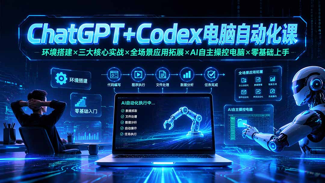 ChatGPT+Codex电脑自动化课：环境搭建×三大核心实战×全场景应用拓展×AI自主操控电脑×零基础上手采购|汽车产业|汽车配件|机加工企业家交流社群中心