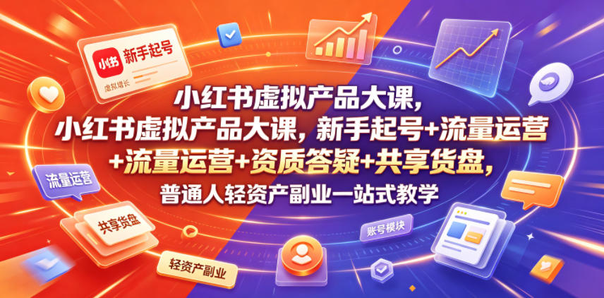 小红书虚拟产品大课，新手起号+流量运营+资质答疑+共享货盘，普通人轻资产副业一站式教学采购|汽车产业|汽车配件|机加工企业家交流社群中心