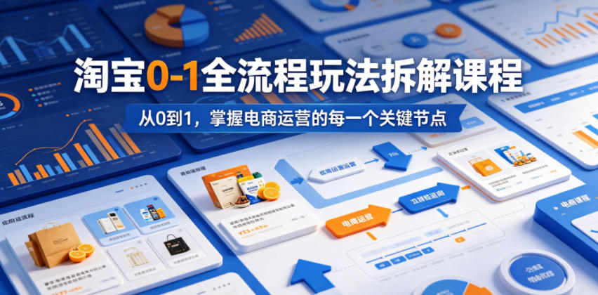 淘宝0-1全流程玩法拆解课程,从0到1,掌握电商运营的每一个关键节点采购|汽车产业|汽车配件|机加工企业家交流社群中心