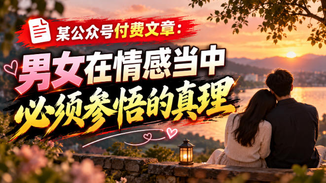 某公众号付费文章：男女在情感当中必须参悟的真理采购|汽车产业|汽车配件|机加工企业家交流社群中心