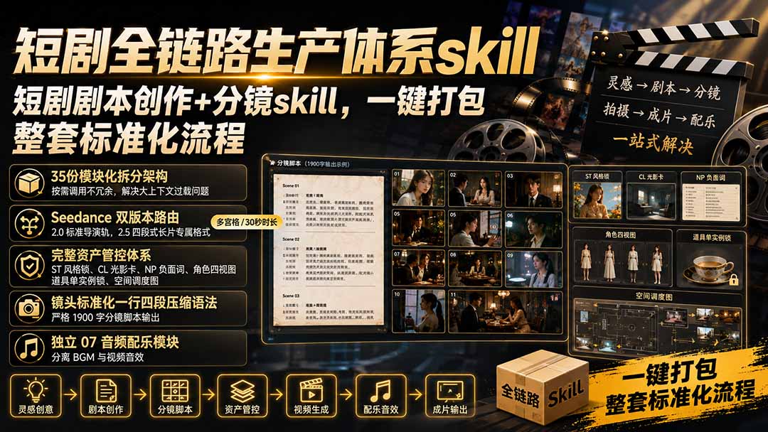 短剧全链路生产体系skill，短剧剧本创作+分镜skill，一键打包，整套标准化流程采购|汽车产业|汽车配件|机加工企业家交流社群中心