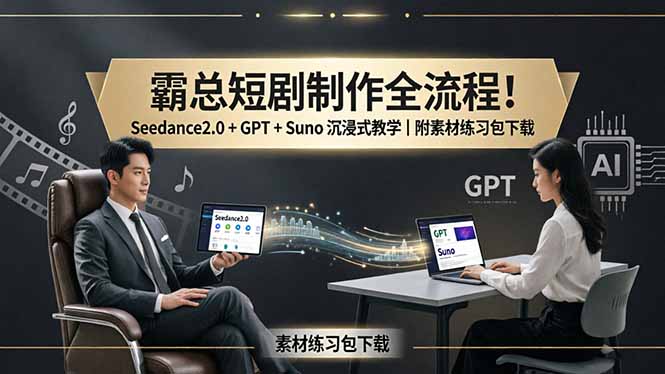 霸总短剧制作全流程！Seedance2.0 + GPT + Suno 沉浸式教学｜附素材练习包下载采购|汽车产业|汽车配件|机加工企业家交流社群中心