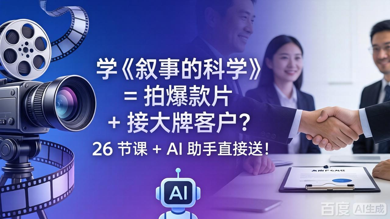 学《叙事的科学》= 拍爆款片 + 接大牌客户？26 节课 + AI 助手直接送！采购|汽车产业|汽车配件|机加工企业家交流社群中心
