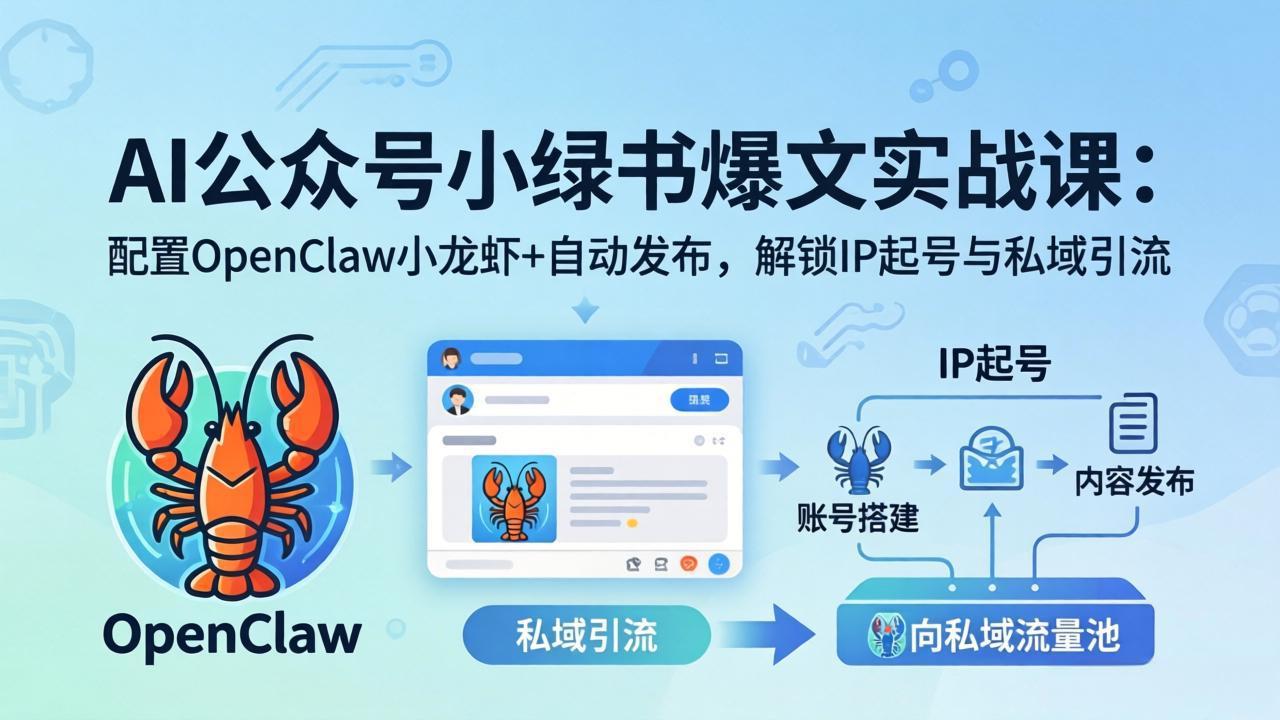AI公众号小绿书变现实战课：小绿书爆文写作+OpenClaw自动发布，解锁IP起号与私域引流采购|汽车产业|汽车配件|机加工企业家交流社群中心