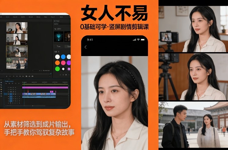 0基础可学！《女人不易》竖屏剧情剪辑课，从素材筛选到成片输出，手把手教你驾驭复杂故事采购|汽车产业|汽车配件|机加工蚂蚁智酷企业交流社群中心