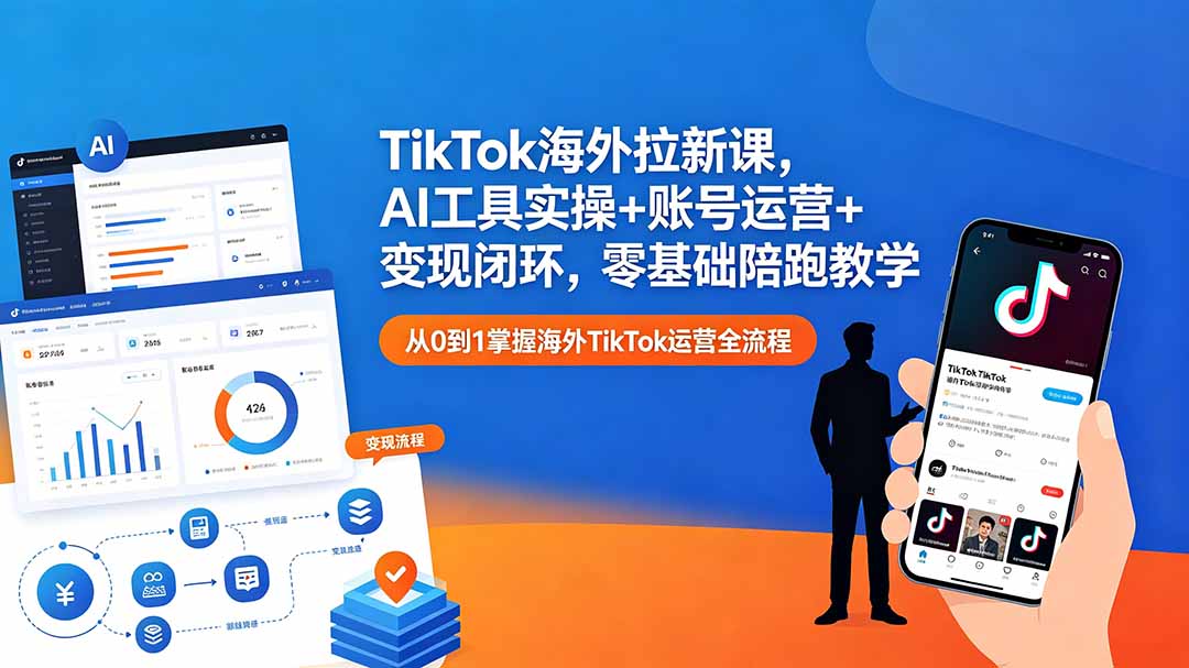 TikTok海外拉新课，AI工具实操+账号运营+变现闭环，零基础陪跑教学采购|汽车产业|汽车配件|机加工企业家交流社群中心