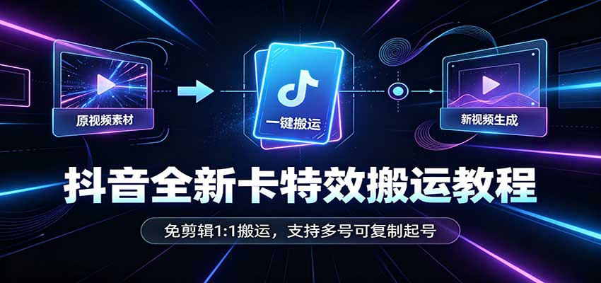 抖音全新卡特效搬运教程:免剪辑1:1搬运,支持多号可复制起号采购|汽车产业|汽车配件|机加工企业家交流社群中心