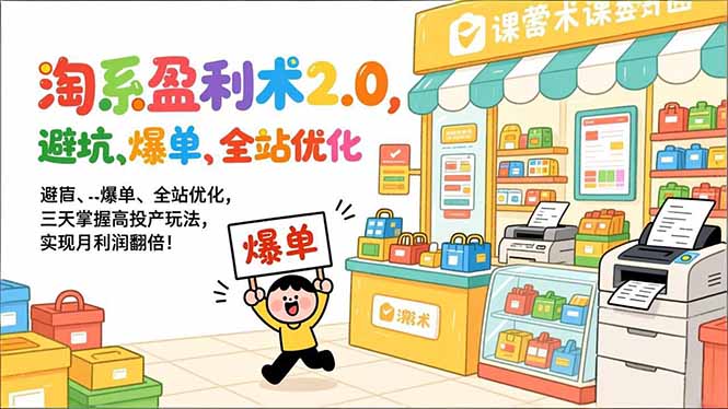 淘系盈利术2.0，避坑、爆单、全站优化，三天掌握高投产玩法，实现月利润翻倍！采购|汽车产业|汽车配件|机加工蚂蚁智酷企业交流社群中心