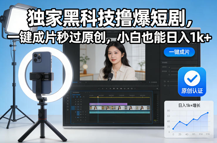 独家黑科技撸爆短剧，一键成片秒过原创，小白也能日入1k+【揭秘】采购|汽车产业|汽车配件|机加工蚂蚁智酷企业交流社群中心