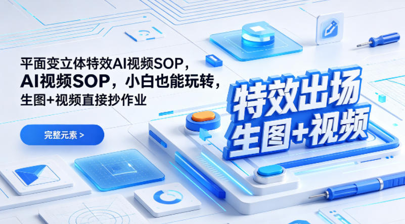 (特效出场)平面变立体特效AI视频SOP,小白也能玩转,生图+视频直接抄作业采购|汽车产业|汽车配件|机加工企业家交流社群中心
