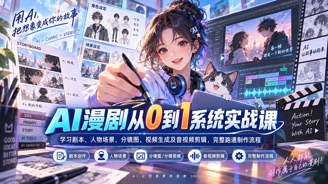 AI漫剧从0到1系统实战课:学习剧本、人物场景、分镜图、视频生成及音视频剪辑,完整跑通制作流程采购|汽车产业|汽车配件|机加工企业家交流社群中心