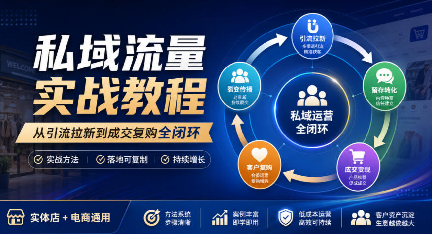 私域流量实战教程,从引流拉新到成交复购全闭环,实体店电商通用采购|汽车产业|汽车配件|机加工企业家交流社群中心