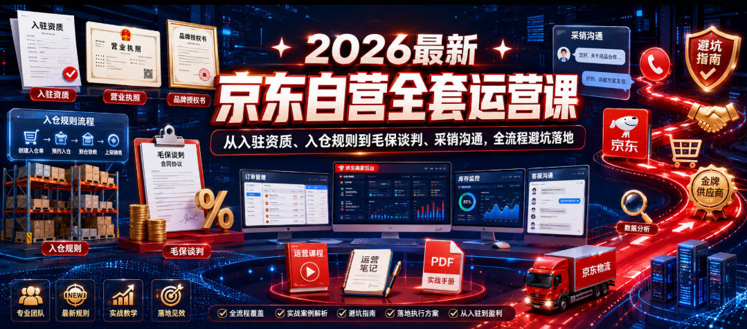 2026最新京东自营全套运营课，从入驻资质、入仓规则到毛保谈判、采销沟通，全流程避坑落地采购|汽车产业|汽车配件|机加工企业家交流社群中心