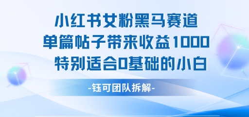 小红书女粉黑马赛道单篇帖子带来收益1k+，特别适合0基础的小白采购|汽车产业|汽车配件|机加工蚂蚁智酷企业交流社群中心