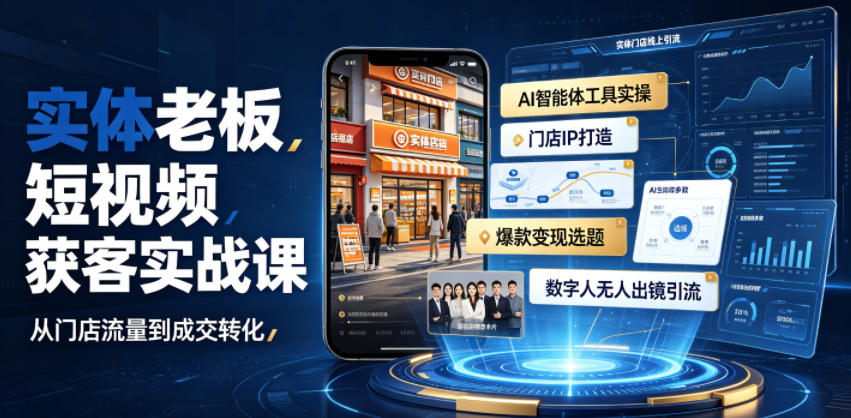 实体老板短视频获客实战课｜AI智能体工具全套实操、门店IP打造、爆款变现选题、数字人无人出镜引流完整教程采购|汽车产业|汽车配件|机加工企业家交流社群中心