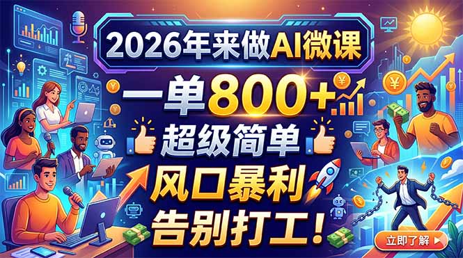 2026年来做AI微课，一单800+，超级简单，风口暴利，告别打工！采购|汽车产业|汽车配件|机加工企业家交流社群中心