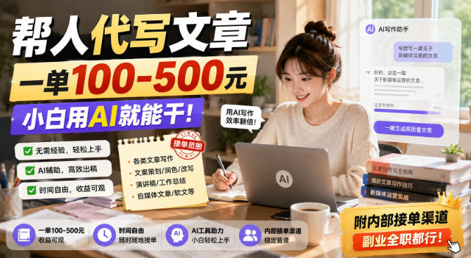 帮人代写文章,一单100-500,小白用AI就能干,附内部接单渠道,副业全职都行【揭秘】采购|汽车产业|汽车配件|机加工企业家交流社群中心