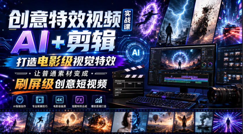 创意特效视频实战课,AI+剪辑打造电影级视觉特效,让普通素材变成刷屏级创意短视频采购|汽车产业|汽车配件|机加工企业家交流社群中心