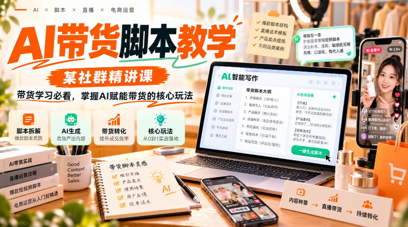 AI带货脚本教学，某社群精讲课，带货学习必看，掌握AI赋能带货的核心玩法采购|汽车产业|汽车配件|机加工企业家交流社群中心
