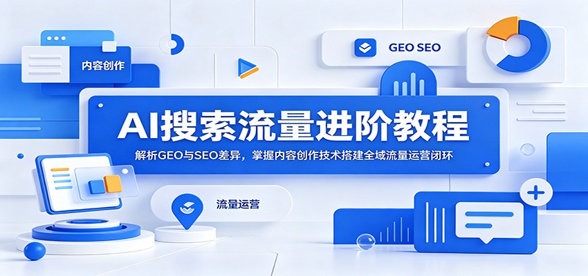 AI搜索流量进阶教程：解析GEO与SEO差异，掌握内容创作技术搭建全域流量运营闭环采购|汽车产业|汽车配件|机加工企业家交流社群中心