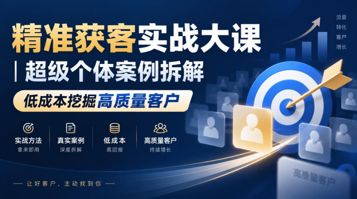 精准获客实战大课｜超级个体案例拆解，低成本挖掘高质量客户采购|汽车产业|汽车配件|机加工企业家交流社群中心