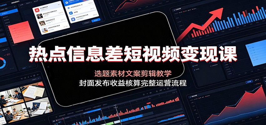热点信息差短视频变现课:选题素材文案剪辑教学,封面发布收益核算完整运营流程采购|汽车产业|汽车配件|机加工企业家交流社群中心