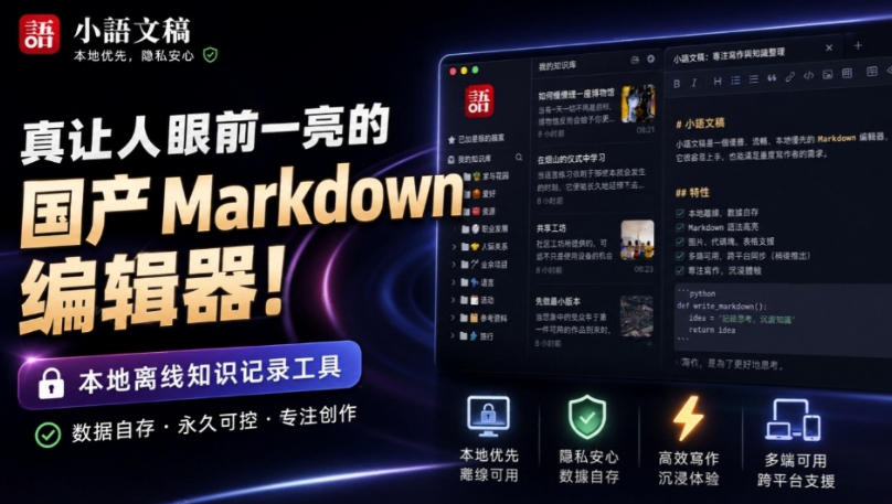让人眼前一亮的国产Markdown编辑器!本地离线高性能知识记录工具,免费免登录使用小语文稿采购|汽车产业|汽车配件|机加工企业家交流社群中心
