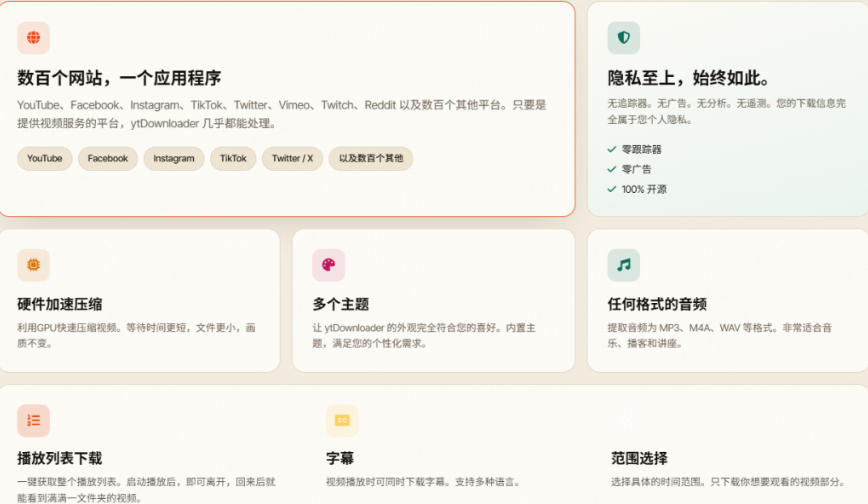 YouTube、B站超100+平台视频免费下载，超级好用，多平台免费开源热门视频下载器ytDownloader