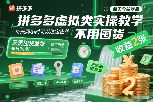 拼多多虚拟类实操教学,不用囤货、不用发货,每天两小时可以稳定出单,每天收益2张采购|汽车产业|汽车配件|机加工蚂蚁智酷企业交流社群中心