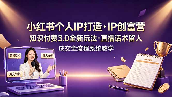 小红书个人IP打造创富营，知识付费3.0全新玩法，直播话术留人成交全流程系统教学采购|汽车产业|汽车配件|机加工企业家交流社群中心