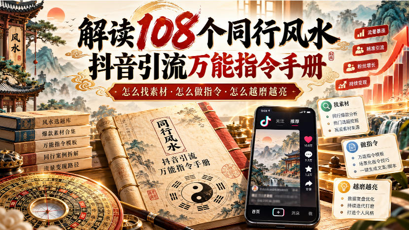 解读108个同行风水抖音引流万能指令手册，怎么找素材·怎么做指令·怎么越磨越亮【文档】采购|汽车产业|汽车配件|机加工企业家交流社群中心