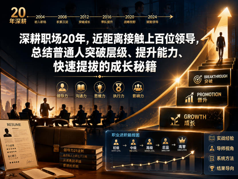 付费文章:深耕职场20年,近距离接触上百位领导,总结普通人突破层级、提升能力、快速提拔的成长秘籍(全网独家干货)采购|汽车产业|汽车配件|机加工企业家交流社群中心