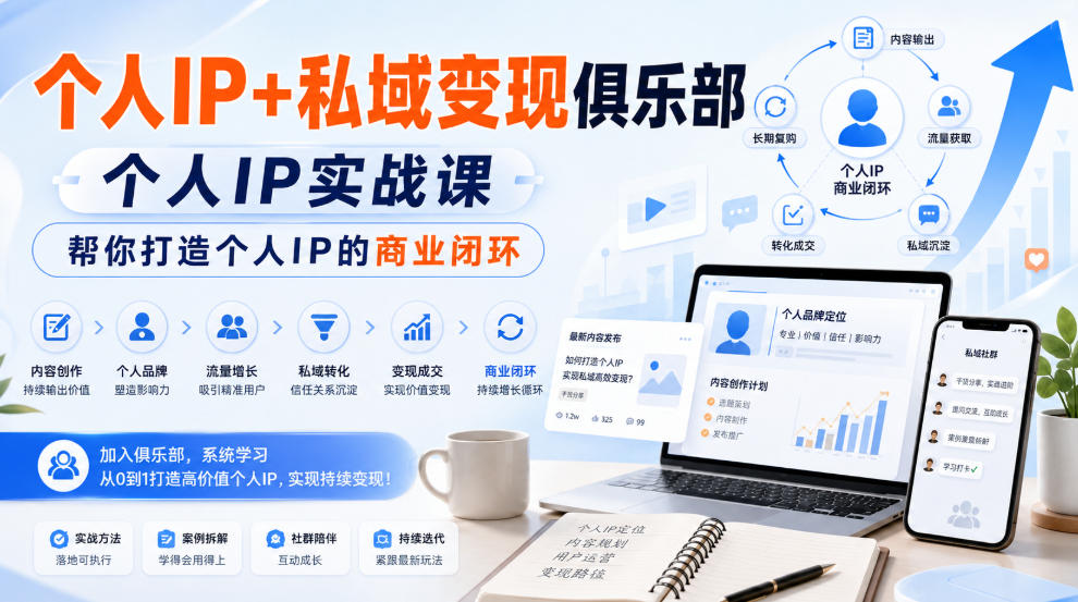 个人IP+私域变现俱乐部，个人IP实战课，帮你打造个人IP的商业闭环采购|汽车产业|汽车配件|机加工企业家交流社群中心