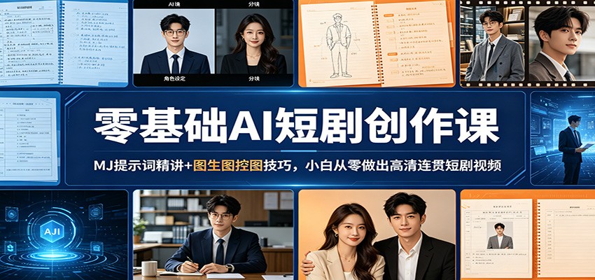 零基础AI短剧创作课：MJ提示词精讲+图生图控图技巧，小白从零做出高清连贯短剧视频采购|汽车产业|汽车配件|机加工企业家交流社群中心