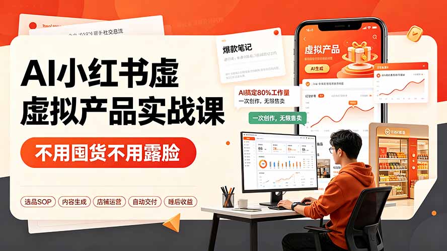 AI小红书虚拟产品实战课-更新：不用囤货不用露脸，AI搞定80%工作量，一次创作无限售卖睡后收益采购|汽车产业|汽车配件|机加工企业家交流社群中心