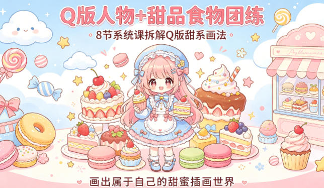 Q版人物+甜品食物团练，8节系统课拆解Q版甜系画法，画出属于自己的甜蜜插画世界采购|汽车产业|汽车配件|机加工企业家交流社群中心