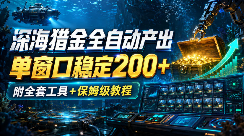 深海猎金全自动产出,单窗口稳定200+,附全套工具+保姆级教程【揭秘】采购|汽车产业|汽车配件|机加工企业家交流社群中心