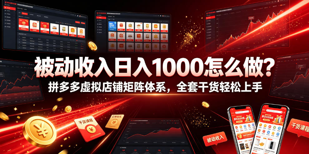 被动收入日入1000怎么做？拼多多虚拟店铺矩阵体系，全套干货轻松上手【揭秘】采购|汽车产业|汽车配件|机加工企业家交流社群中心
