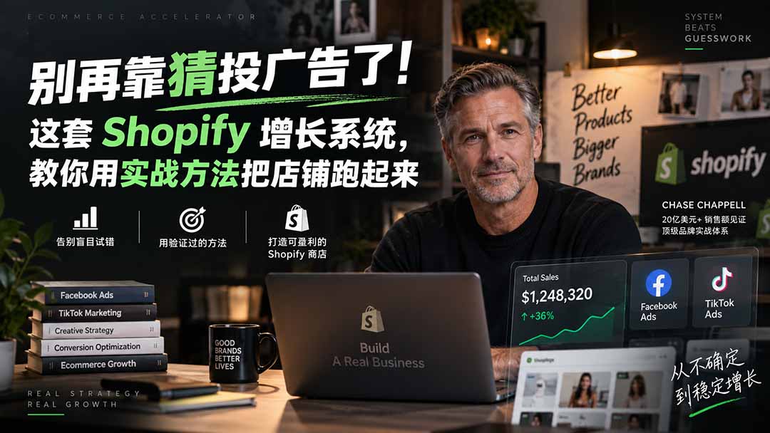 别再靠猜投广告了！这套 Shopify 增长系统，教你用实战方法把店铺跑起来【原创双语字幕】采购|汽车产业|汽车配件|机加工企业家交流社群中心