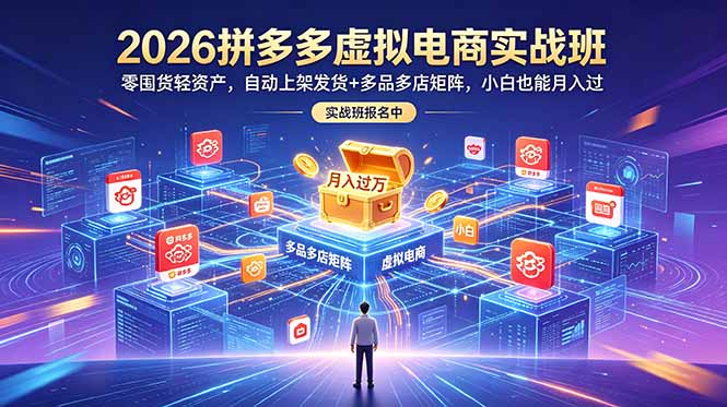 2026拼多多虚拟电商实战班:零囤货轻资产,自动上架发货+多品多店矩阵,小白也能月入过万采购|汽车产业|汽车配件|机加工企业家交流社群中心