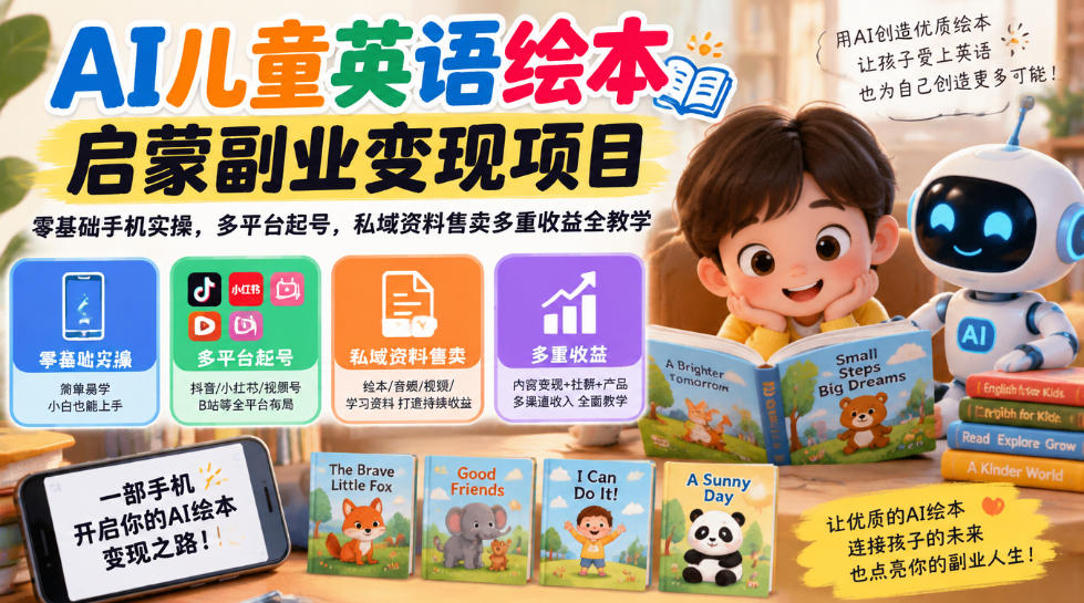 AI儿童英语绘本启蒙副业变现项目,零基础手机实操,多平台起号,私域资料售卖多重收益全教学采购|汽车产业|汽车配件|机加工企业家交流社群中心