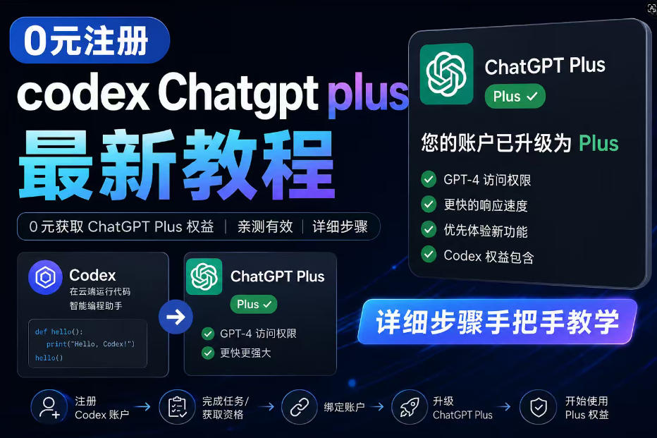 0元全自动注册codex gpt plus最新教程，0元获取GPT Plus权益，手把手详细教学采购|汽车产业|汽车配件|机加工企业家交流社群中心