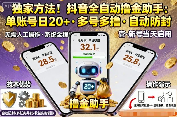 独家方法!最新抖音系列全自动挂G撸金助手,单账号一天20+,多号多撸,自动防封【揭秘】采购|汽车产业|汽车配件|机加工蚂蚁智酷企业交流社群中心