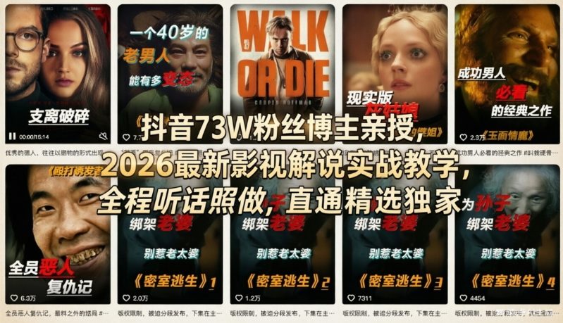抖音73W粉丝博主亲授,2026最新影视解说实战教学,全程听话照做,直通精选独家采购|汽车产业|汽车配件|机加工企业家交流社群中心