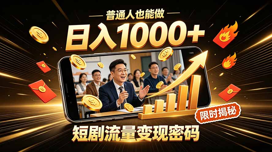 一部手机做短剧分发,不用真人出镜、不用拍摄剧本,快手流量变现日赚千元采购|汽车产业|汽车配件|机加工企业家交流社群中心