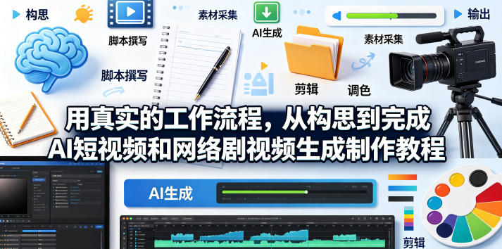 用真实的工作流程，从构思到完成AI短视频和网络剧视频生成制作教程-中英字幕采购|汽车产业|汽车配件|机加工企业家交流社群中心